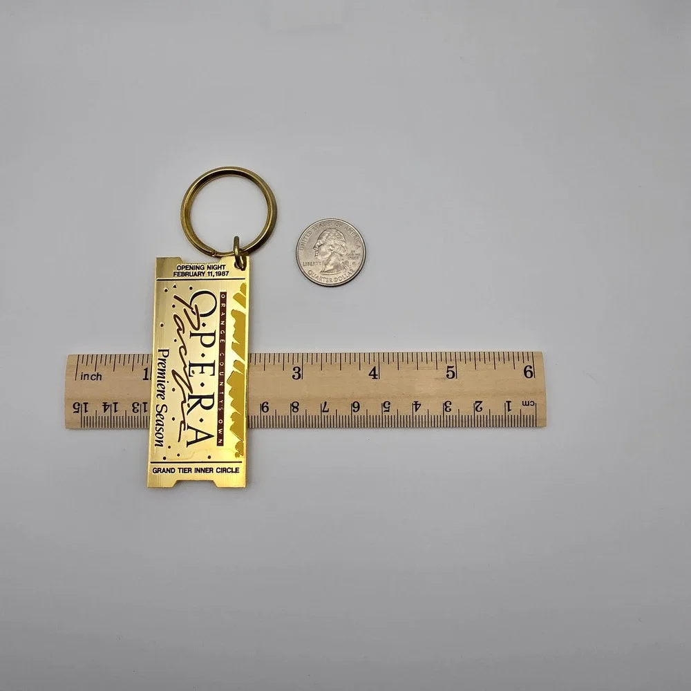 Vtg Gold‎ Tone Ticket Stub Keychain Pacific Opera Premiere Season 1987 Souvenir